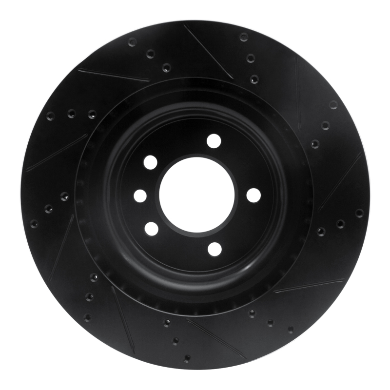 Land Rover Range Rover Sport Brake Rotor (1) - Rear Left - R1 Concepts - Drilled & Slotted - Black - `14-`24